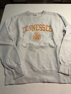 Champion Grey Crewneck Sweatshirt with Orange Tennessee Print